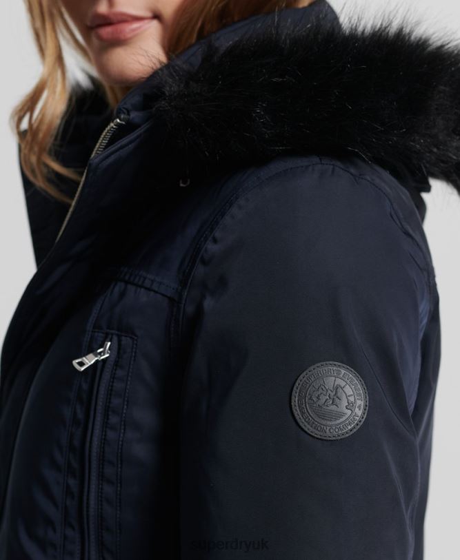 Everest Down Parka Coat Women Navy Clothing Superdry 66N8N5458