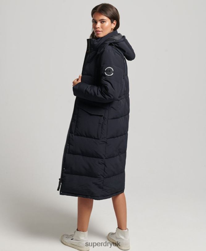 Everest Longline Puffer Coat Women Dark Grey Clothing Superdry 66N8N3588