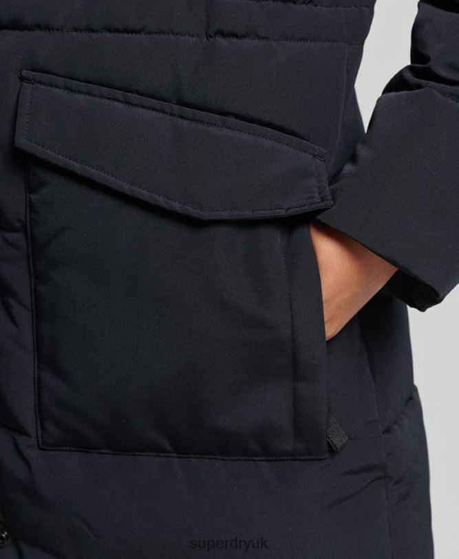 Everest Longline Puffer Coat Women Dark Grey Clothing Superdry 66N8N3588