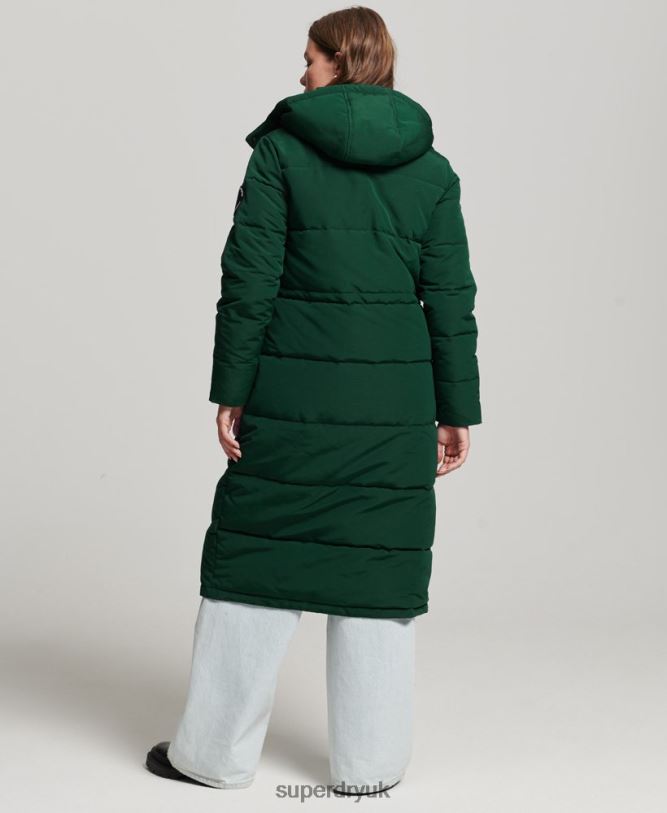 Everest Longline Puffer Coat Women Green Clothing Superdry 66N8N3704