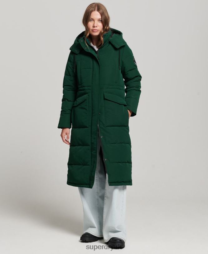 Everest Longline Puffer Coat Women Green Clothing Superdry 66N8N3704
