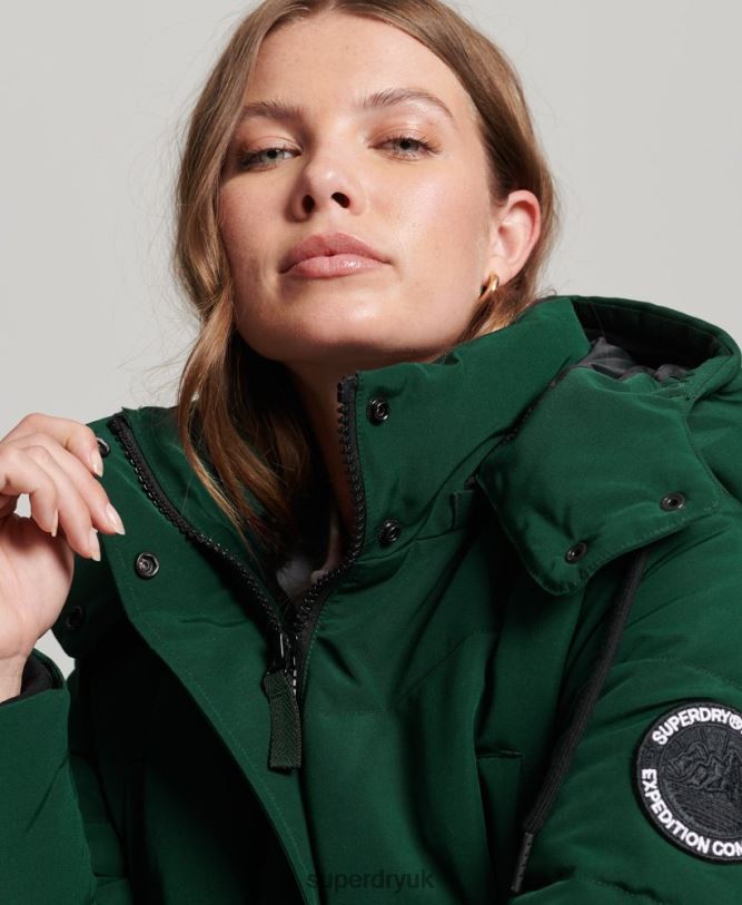 Everest Longline Puffer Coat Women Green Clothing Superdry 66N8N3704