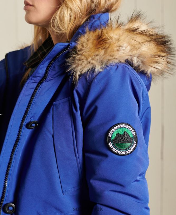 Everest Parka Coat Women Blue Clothing Superdry 66N8N5701