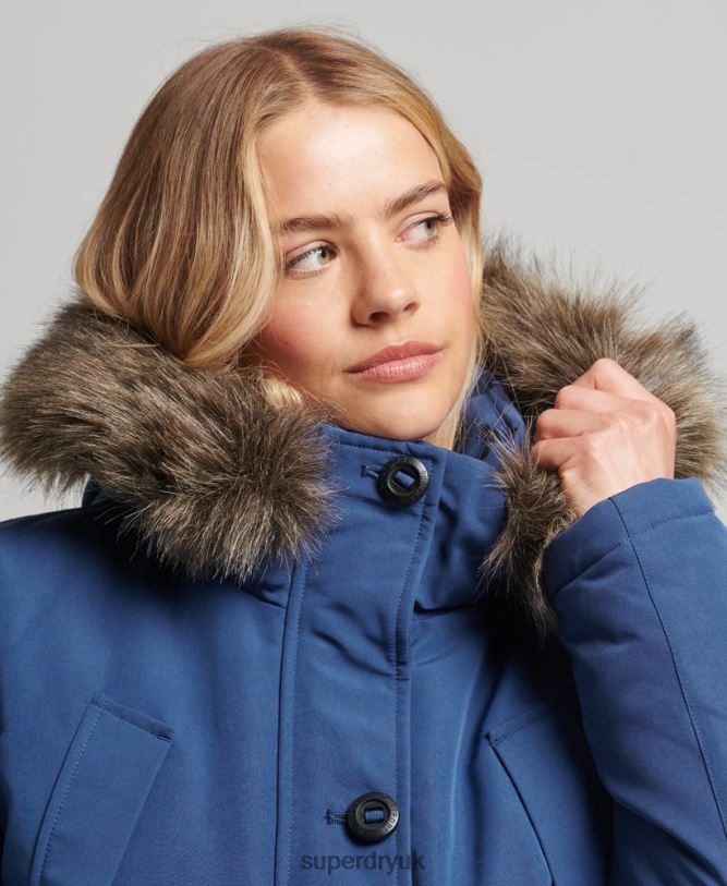 Everest Parka Coat Women Navy Clothing Superdry 66N8N3685