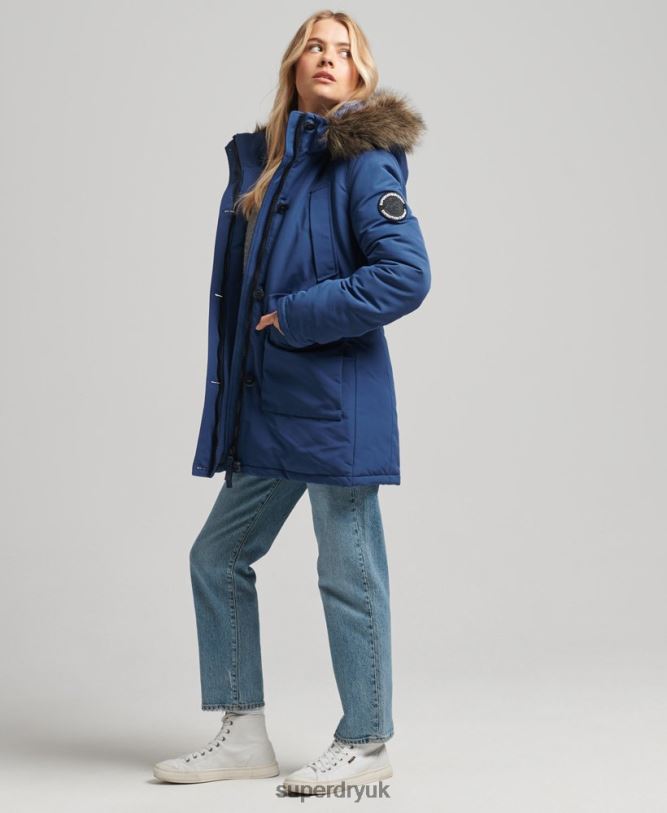 Everest Parka Coat Women Navy Clothing Superdry 66N8N3685