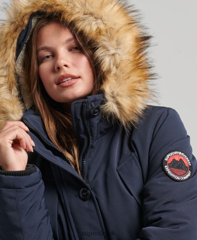Everest Parka Coat Women Navy Clothing Superdry 66N8N5462