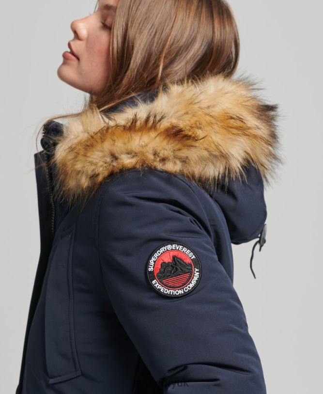 Everest Parka Coat Women Navy Clothing Superdry 66N8N5462