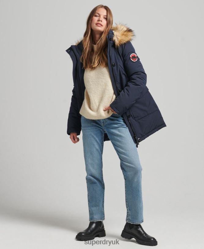 Everest Parka Coat Women Navy Clothing Superdry 66N8N5462