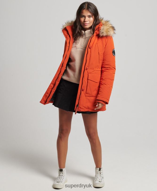 Everest Parka Coat Women Orange Clothing Superdry 66N8N3684