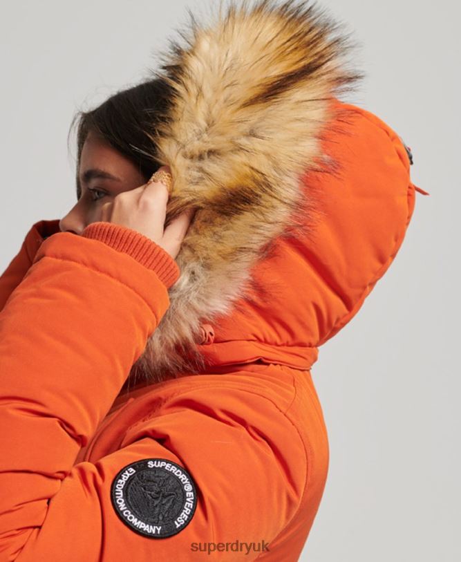 Everest Parka Coat Women Orange Clothing Superdry 66N8N3684