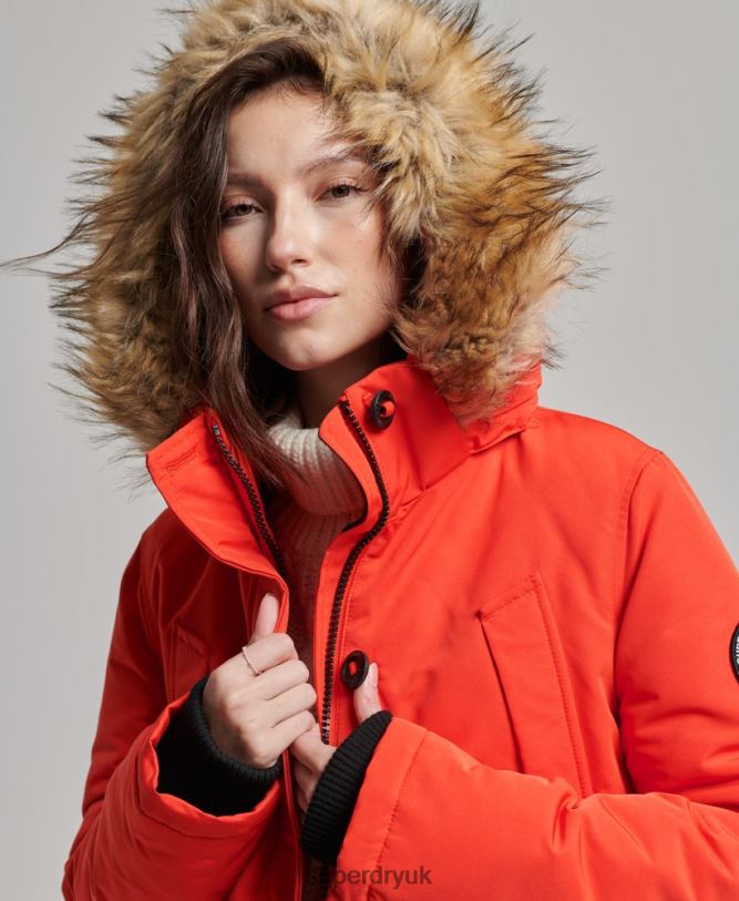 Everest Parka Coat Women Orange Clothing Superdry 66N8N3785