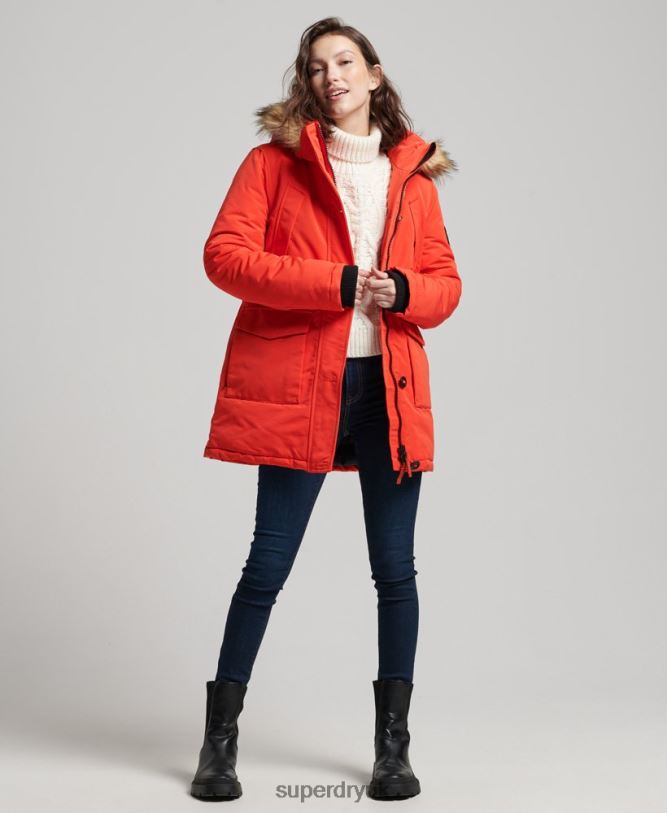 Everest Parka Coat Women Orange Clothing Superdry 66N8N3785