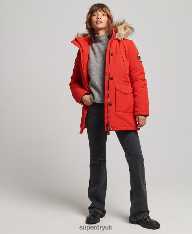 Everest Parka Coat Women Red Clothing Superdry 66N8N3808