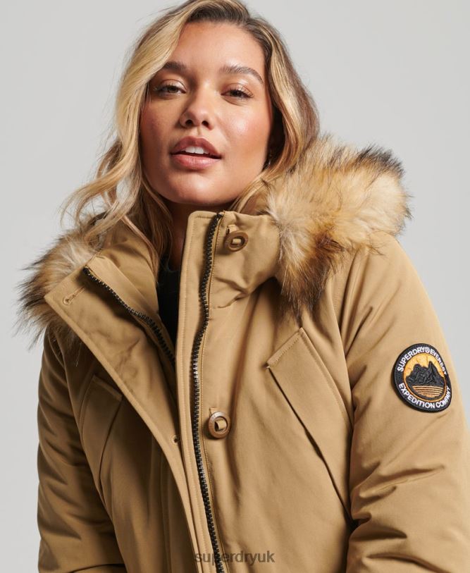 Everest Parka Coat Women Tan Clothing Superdry 66N8N5700