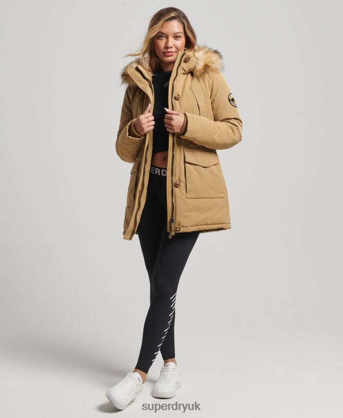 Everest Parka Coat Women Tan Clothing Superdry 66N8N5700