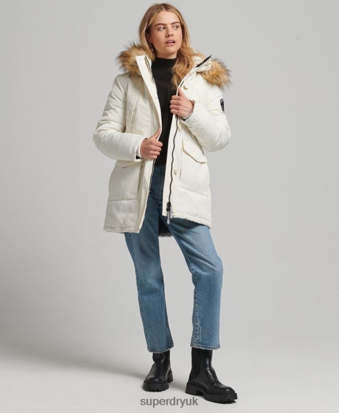 Everest Parka Coat Women White Clothing Superdry 66N8N3604