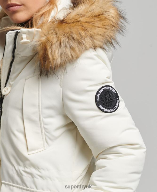 Everest Parka Coat Women White Clothing Superdry 66N8N3604