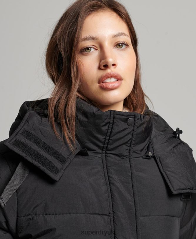 Expedition Cocoon Padded Coat Women Black Clothing Superdry 66N8N3597