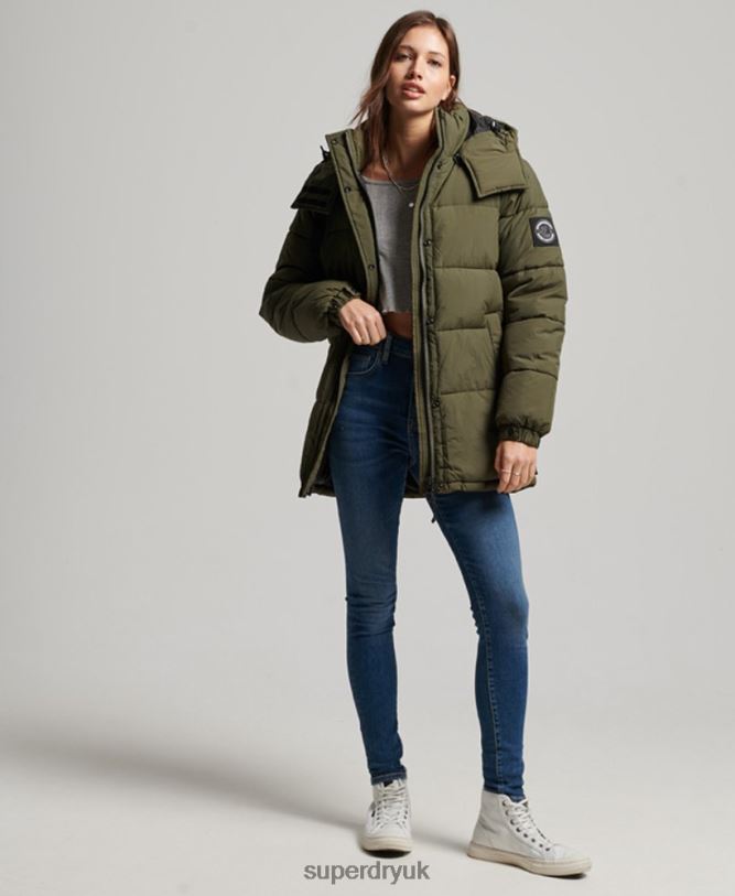 Expedition Cocoon Padded Coat Women Khaki Clothing Superdry 66N8N3644
