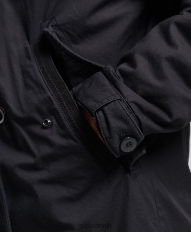 Faux Fur Authentic Military Parka Coat Women Dark Grey Clothing Superdry 66N8N5731