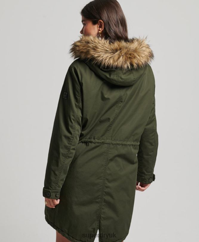 Faux Fur Authentic Military Parka Coat Women Green Clothing Superdry 66N8N5493