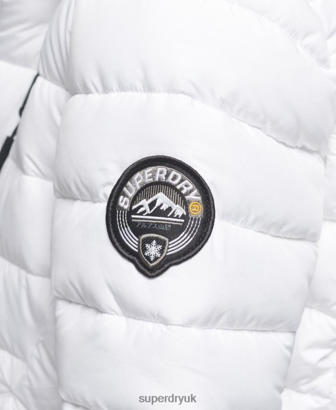 Faux Fur Hooded Mid Length Puffer Jacket Women White Clothing Superdry 66N8N3606