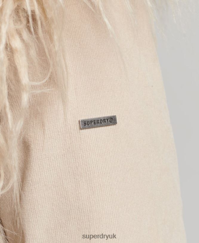 Faux Fur Lined Afghan Coat Women Brown Clothing Superdry 66N8N3721