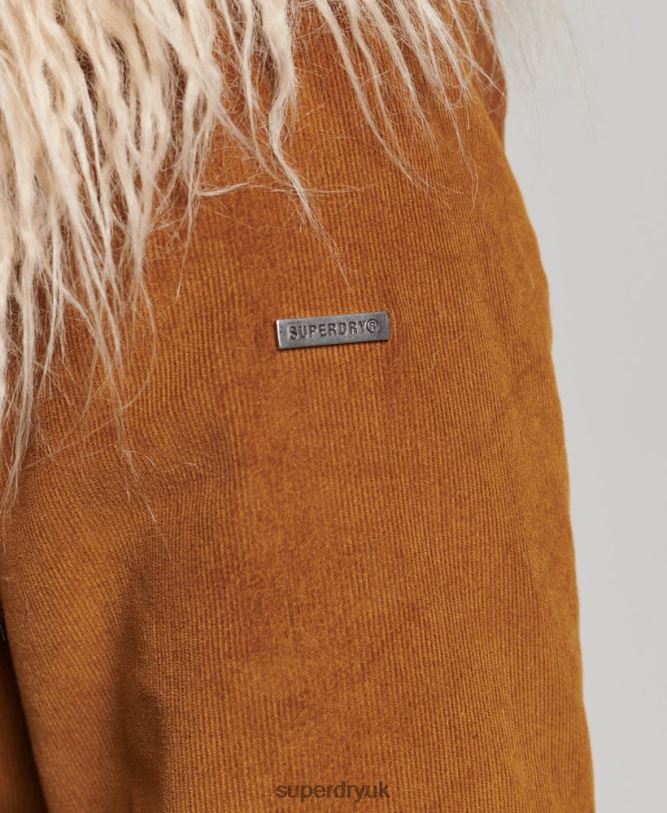 Faux Fur Lined Afghan Coat Women Brown Clothing Superdry 66N8N3737