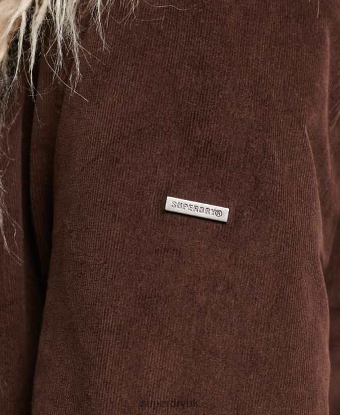 Faux Fur Lined Longline Afghan Coat Women Brown Clothing Superdry 66N8N3813