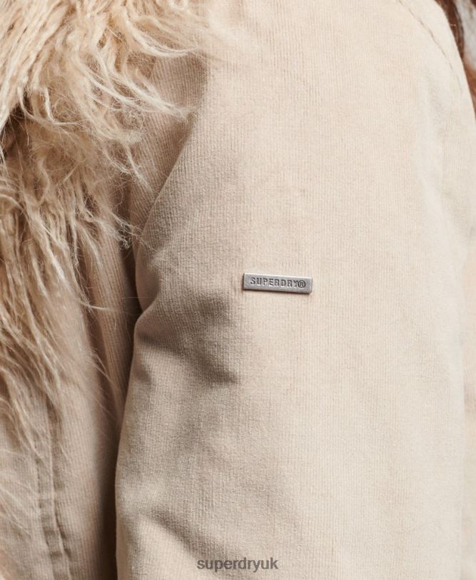 Faux Fur Lined Longline Afghan Coat Women Brown Clothing Superdry 66N8N3824