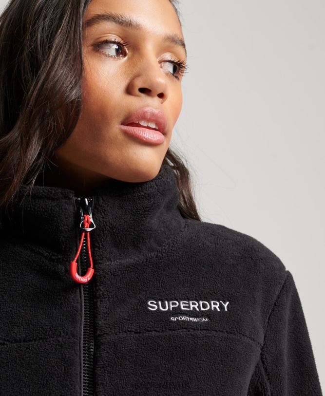 Fleece Trekker Jacket Women Black Clothing Superdry 66N8N3782