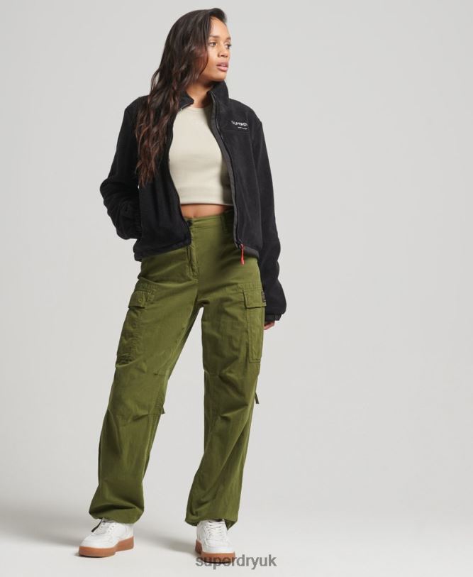 Fleece Trekker Jacket Women Black Clothing Superdry 66N8N3782