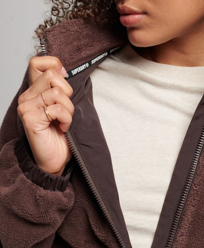 Fleece Trekker Jacket Women Brown Clothing Superdry 66N8N3559