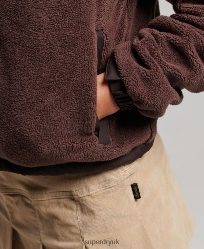 Fleece Trekker Jacket Women Brown Clothing Superdry 66N8N3559