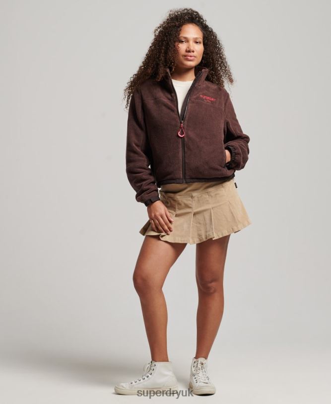 Fleece Trekker Jacket Women Brown Clothing Superdry 66N8N3559
