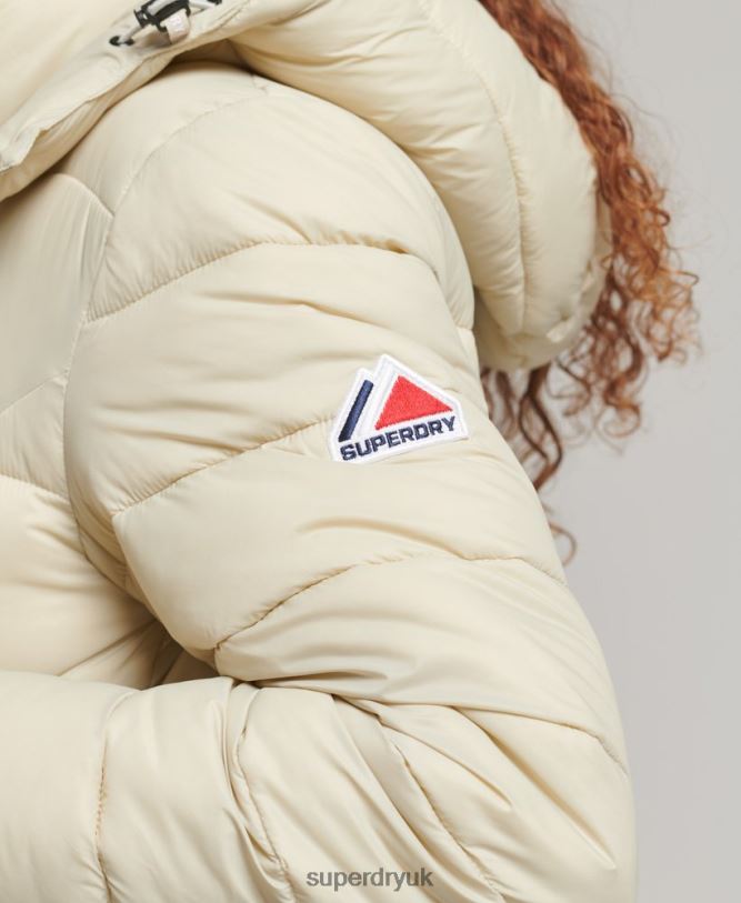 Fuji Cropped Hooded Jacket Women Beige Clothing Superdry 66N8N3804