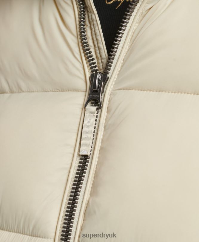 Fuji Cropped Hooded Jacket Women Beige Clothing Superdry 66N8N3804