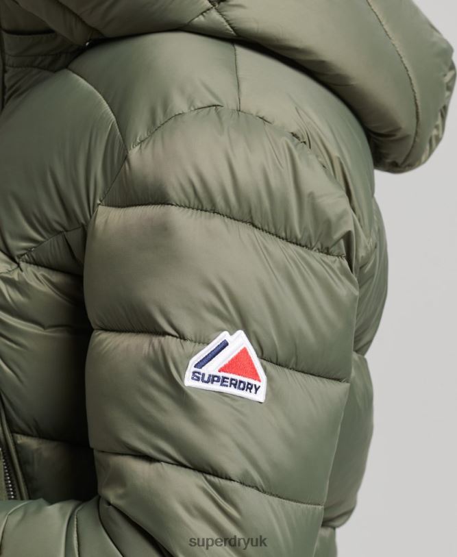 Fuji Cropped Hooded Jacket Women Green Clothing Superdry 66N8N3731