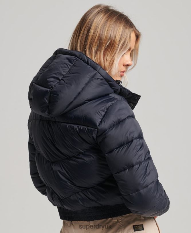Fuji Cropped Hooded Jacket Women Navy Clothing Superdry 66N8N3803