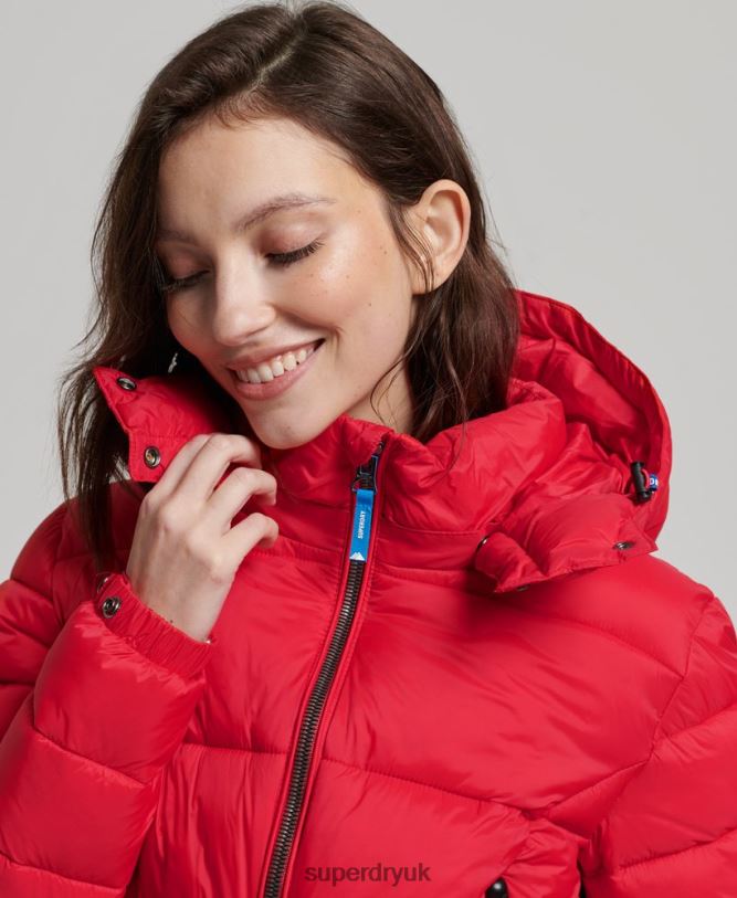 Fuji Cropped Hooded Jacket Women Red Clothing Superdry 66N8N5525