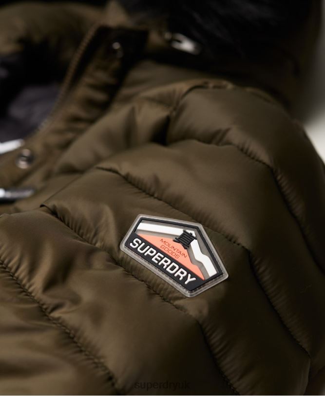 Fuji Slim Double Zip Hooded Jacket Women Khaki Clothing Superdry 66N8N3845