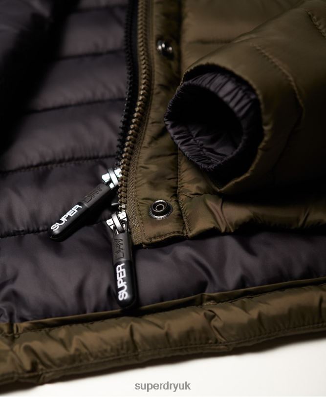 Fuji Slim Double Zip Hooded Jacket Women Khaki Clothing Superdry 66N8N3845