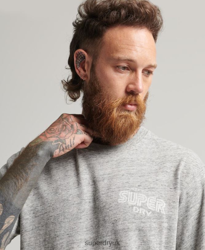 Game On 90s Logo T-Shirt Men Grey Clothing Superdry 66N8N4831