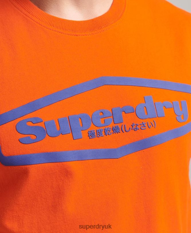 Game On 90s Logo T-Shirt Men Orange Clothing Superdry 66N8N4804