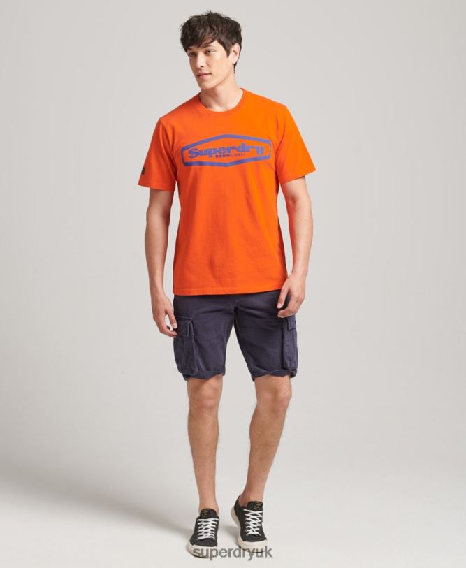 Game On 90s Logo T-Shirt Men Orange Clothing Superdry 66N8N4804