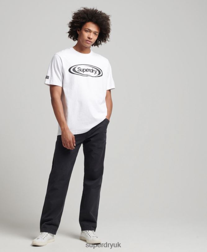 Game On 90s Logo T-Shirt Men White Clothing Superdry 66N8N4813