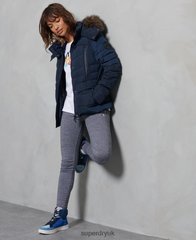 Glacier Padded Jacket Women Navy Clothing Superdry 66N8N5654