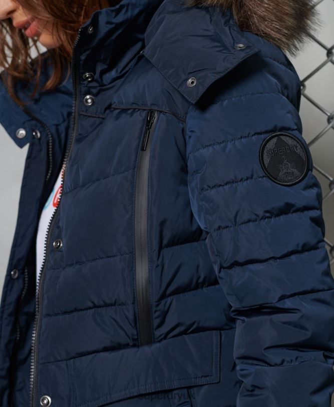 Glacier Padded Jacket Women Navy Clothing Superdry 66N8N5654