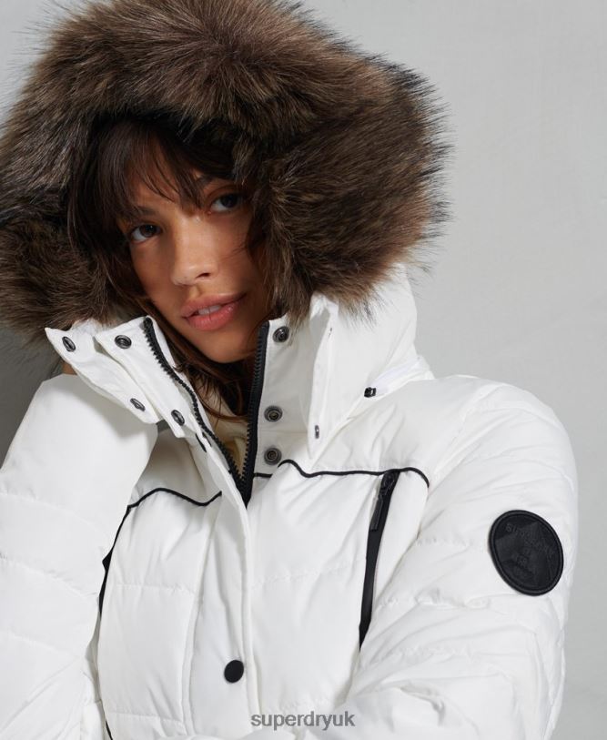 Glacier Padded Jacket Women White Clothing Superdry 66N8N5514