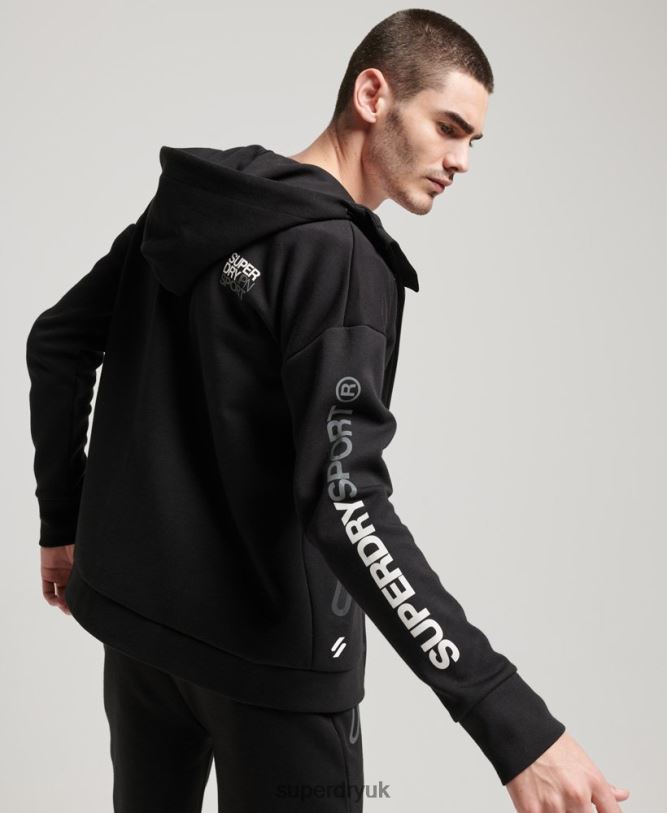 Gymtech Zip Hoodie Men Black Clothing Superdry 66N8N562